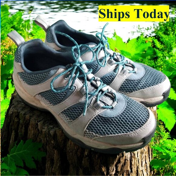 LL Bean Women's Size 7.5 Blue Mesh Hiking Trail Shoes 11703 - Picture 1 of 8
